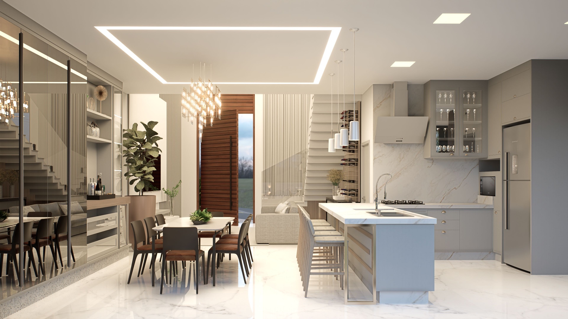 Contemporary kitchen and dining space